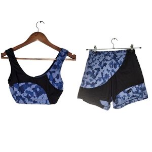 Frankie Collective Nike Rework Camo Top and Shorts Set in Blue and Black Size XS